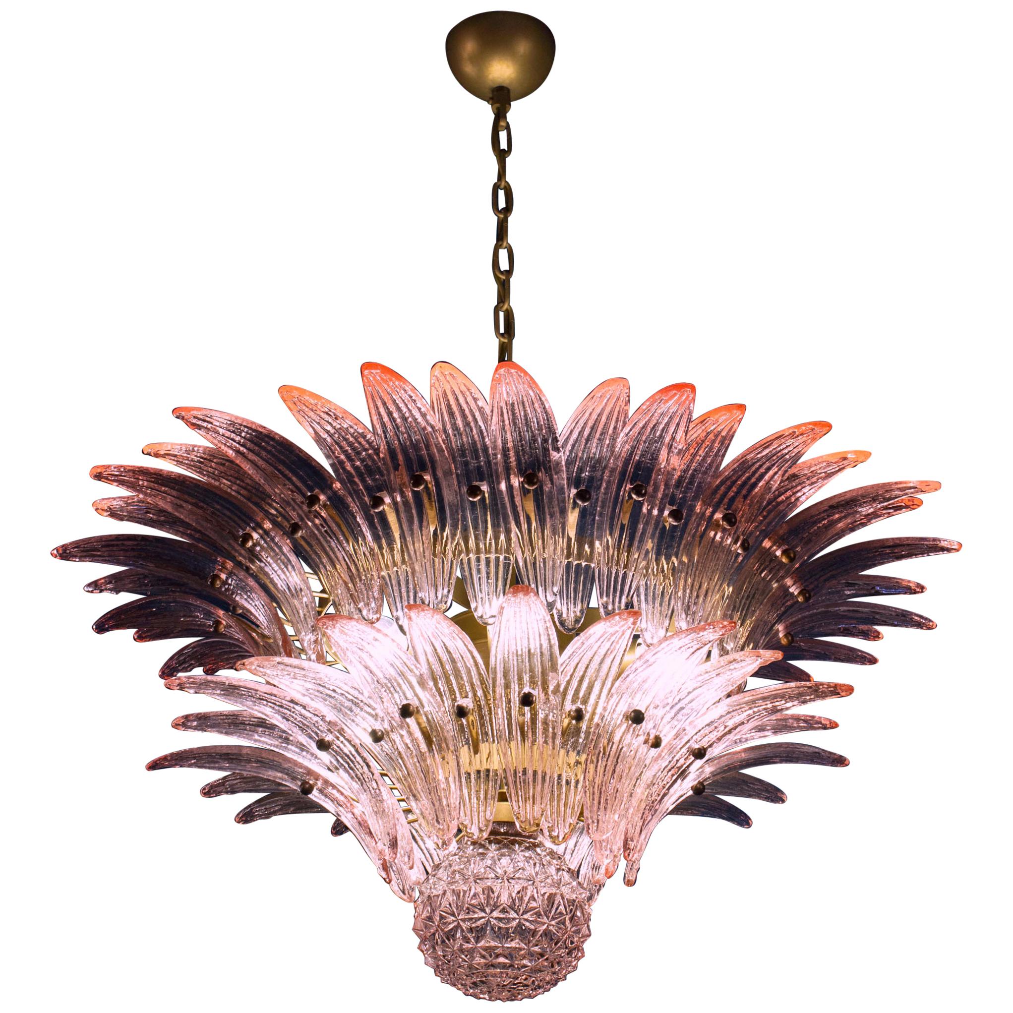 Delicious Pink Murano Palmette Chandelier