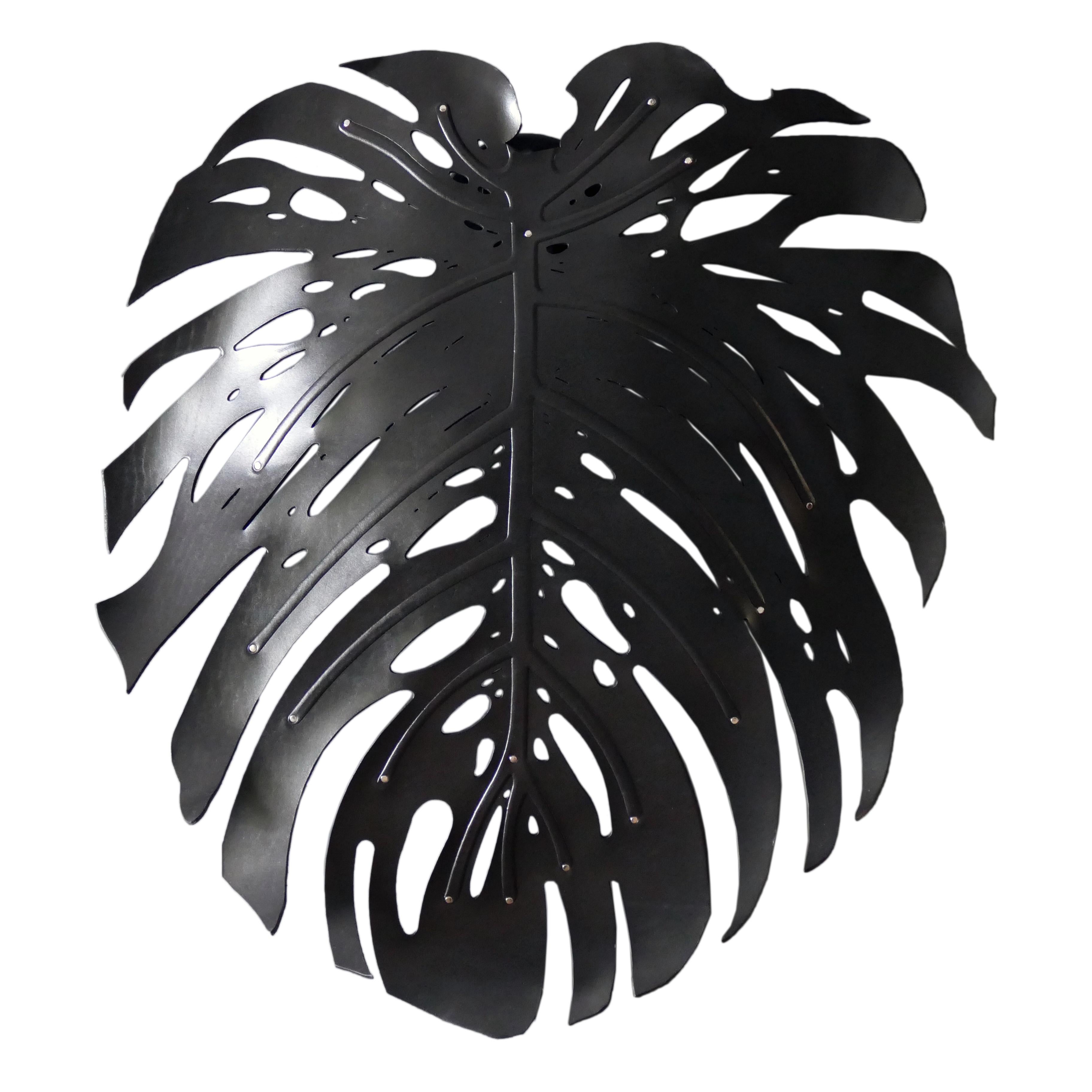 Contemporary Wall Sconce, Black Leather - Monster Delicious For Sale