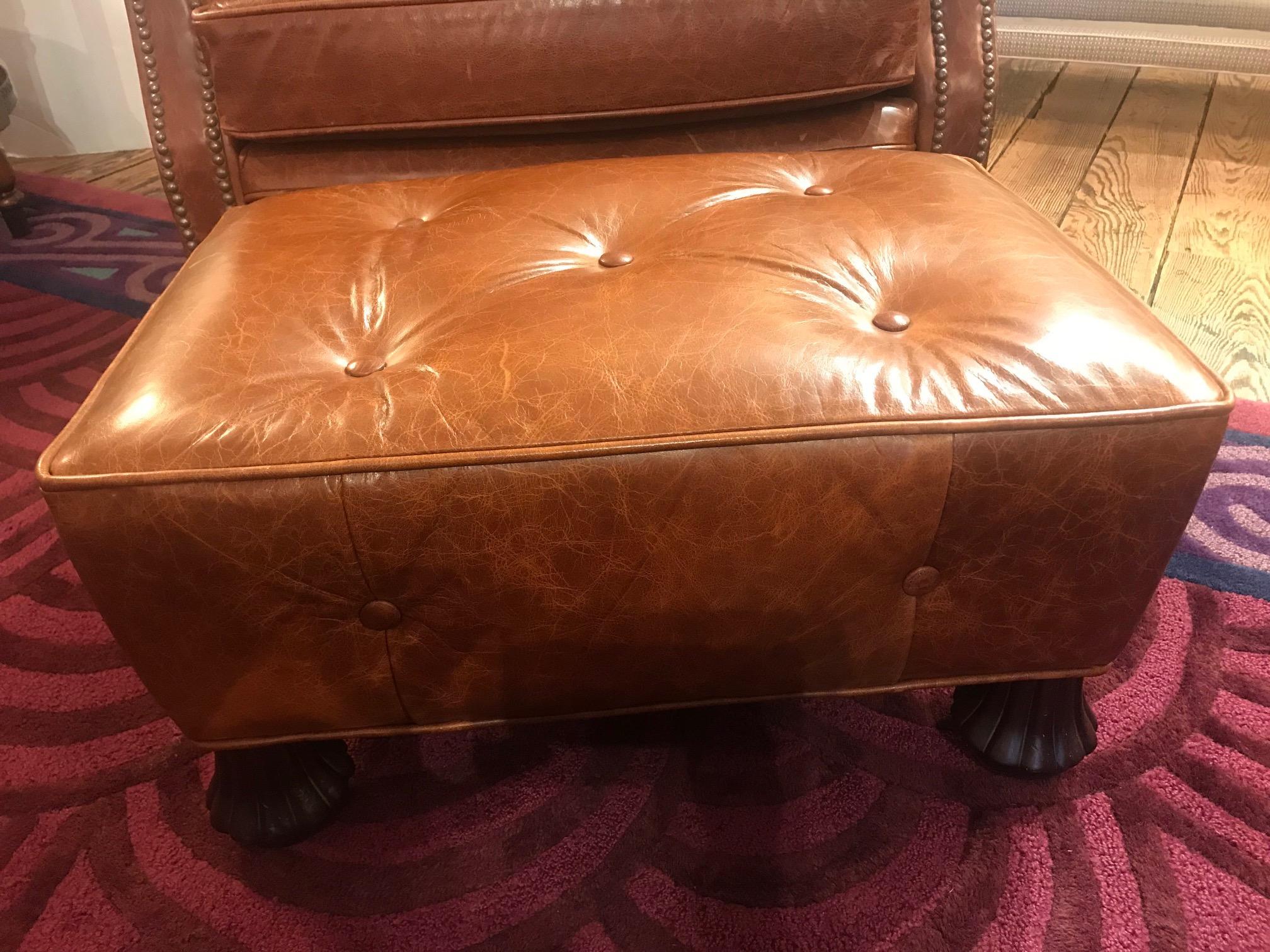 Deliciously Supple Leather Club Chair and Ottoman 8