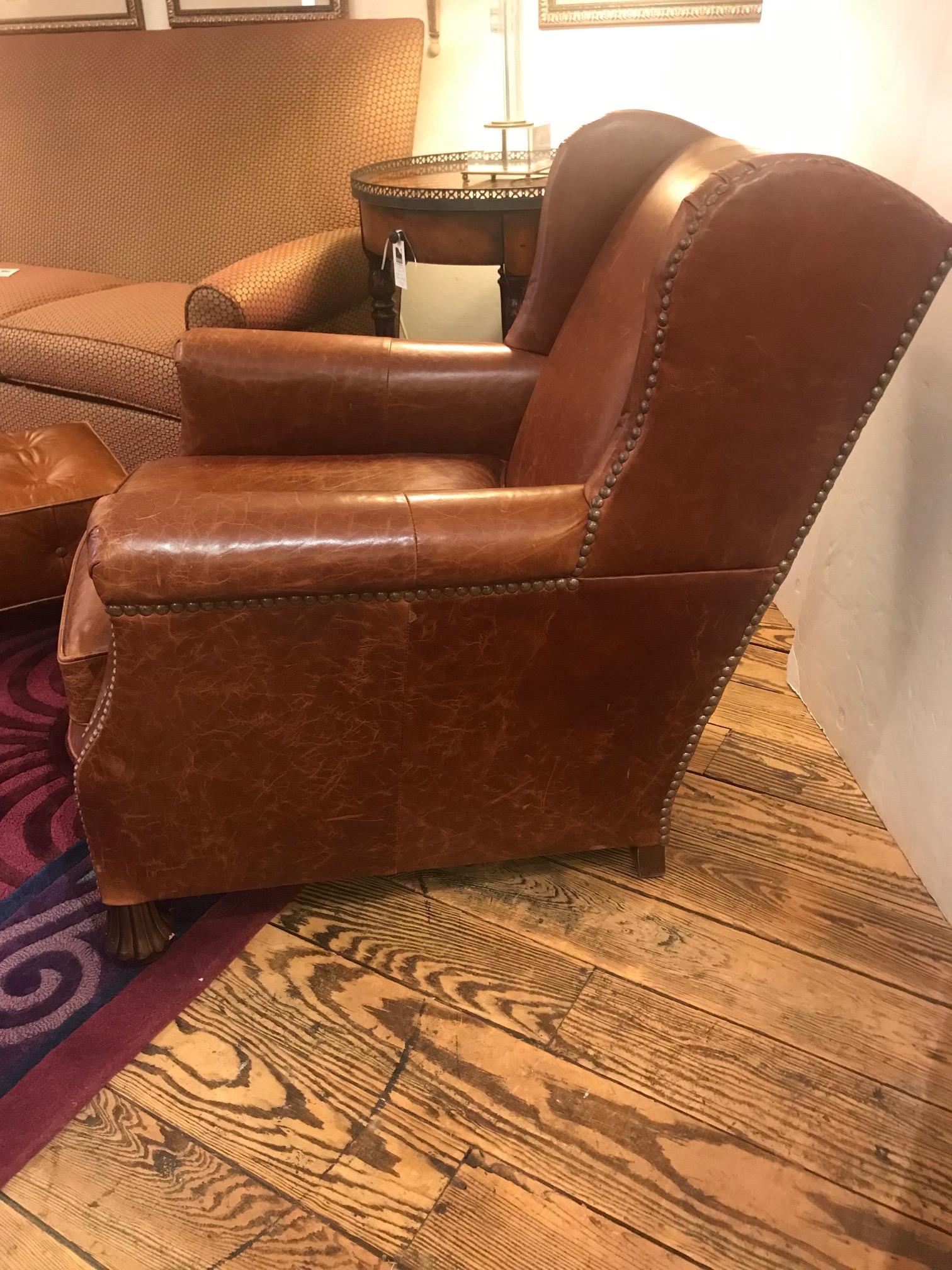 Deliciously Supple Leather Club Chair and Ottoman 1