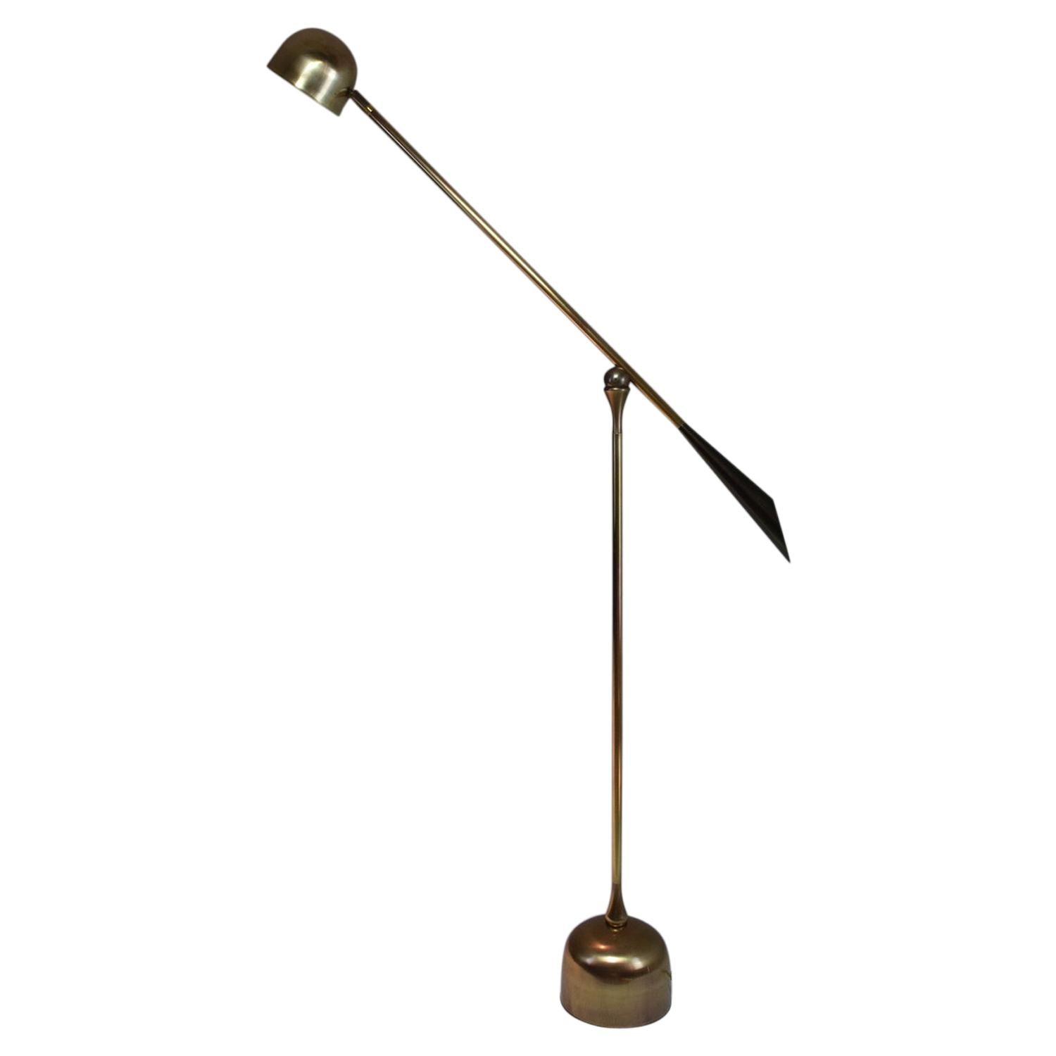 De.Light F4 Contemporary Articulating Brass Floor Lamp, Flow Collection