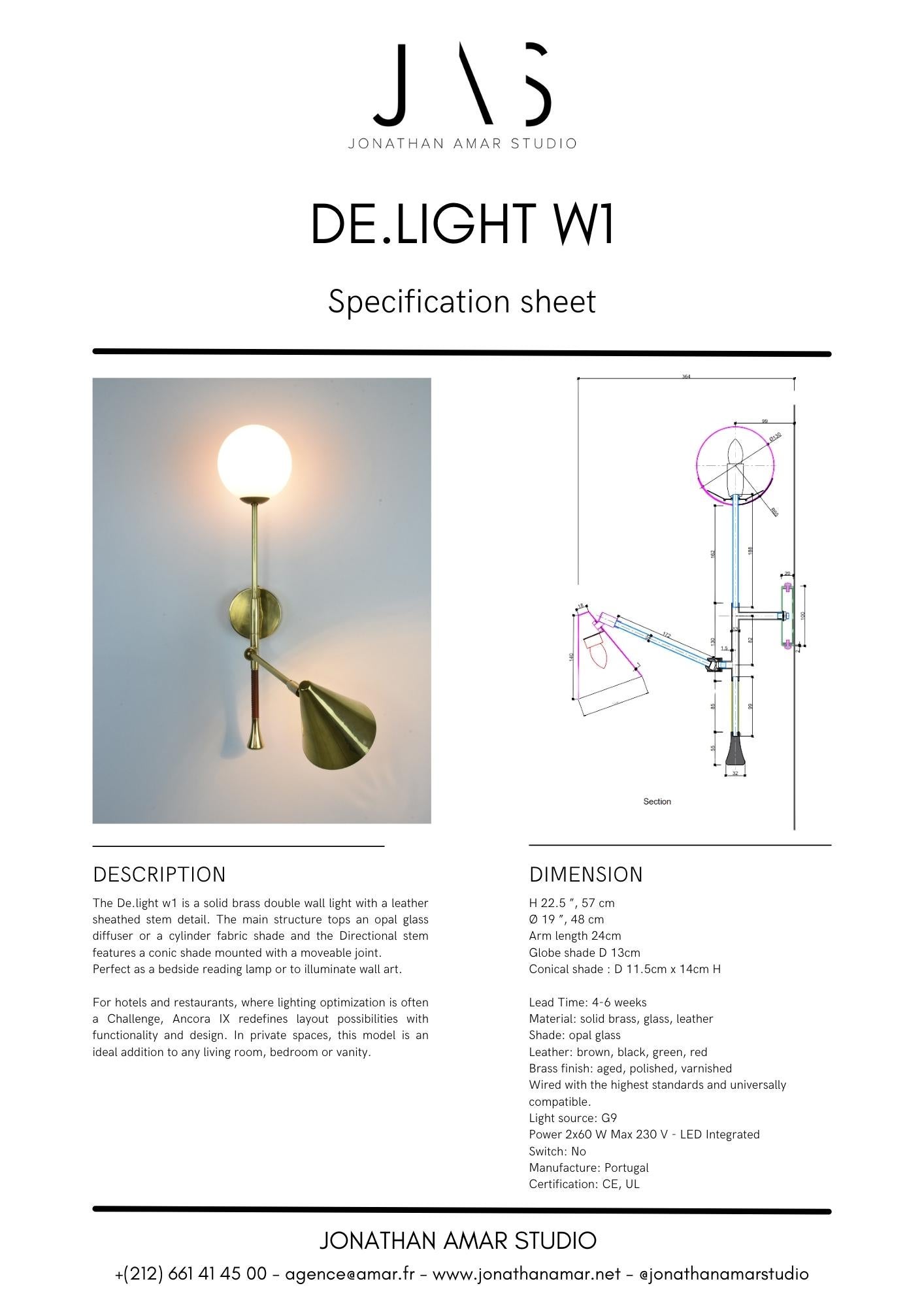 De.Light W1  Applique double articulée en laiton en vente 12