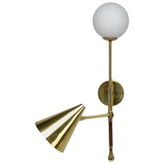 De.Light W1 Contemporary Brass Articulating Double Wall Light, Flow Collection