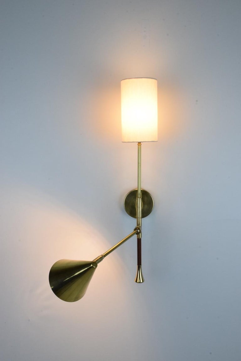 De.Light W2 Contemporary Brass Articulating Double Wall Light, Flow 2