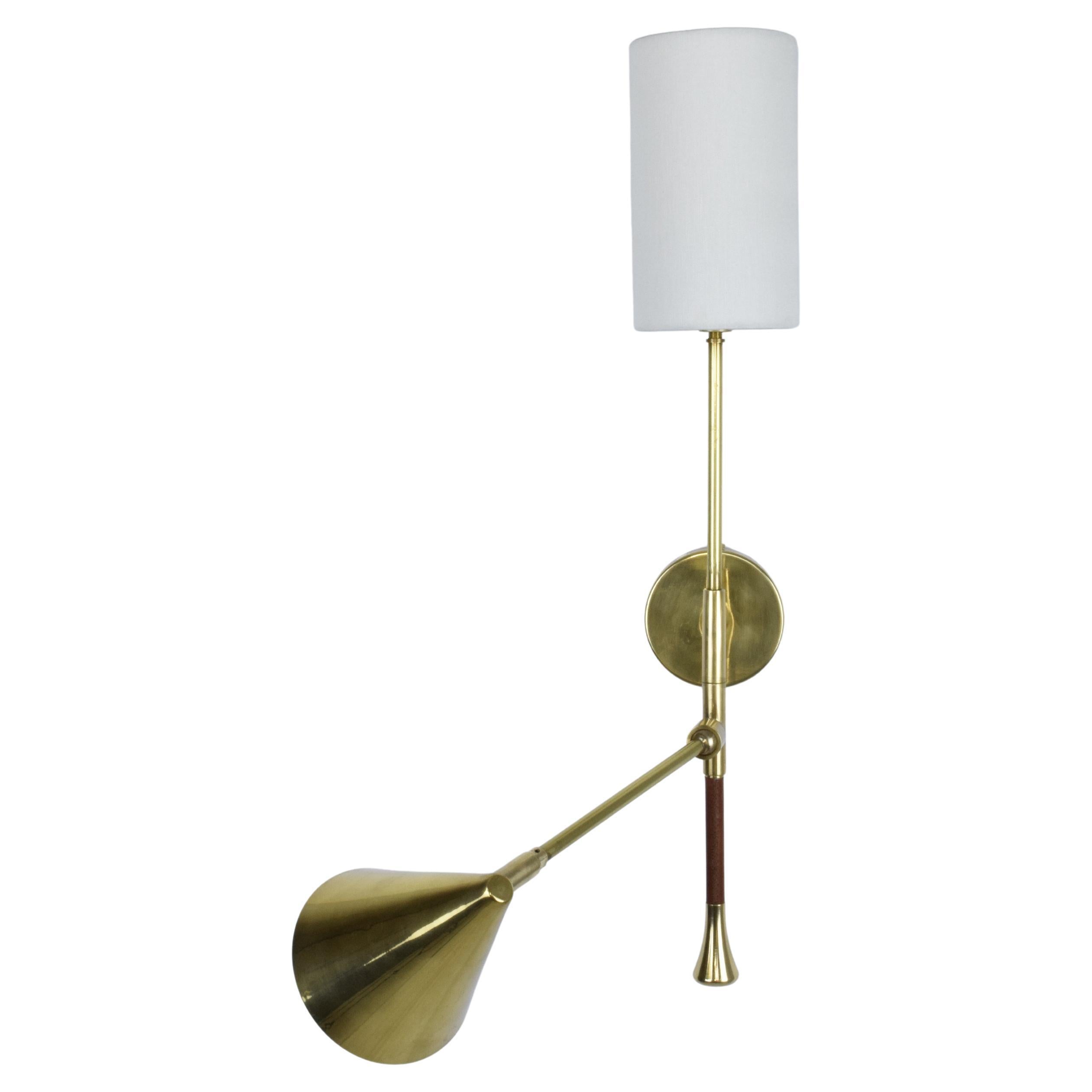 De.Light W2 Contemporary Brass Articulating Double Wall Light, Flow 2 Collection