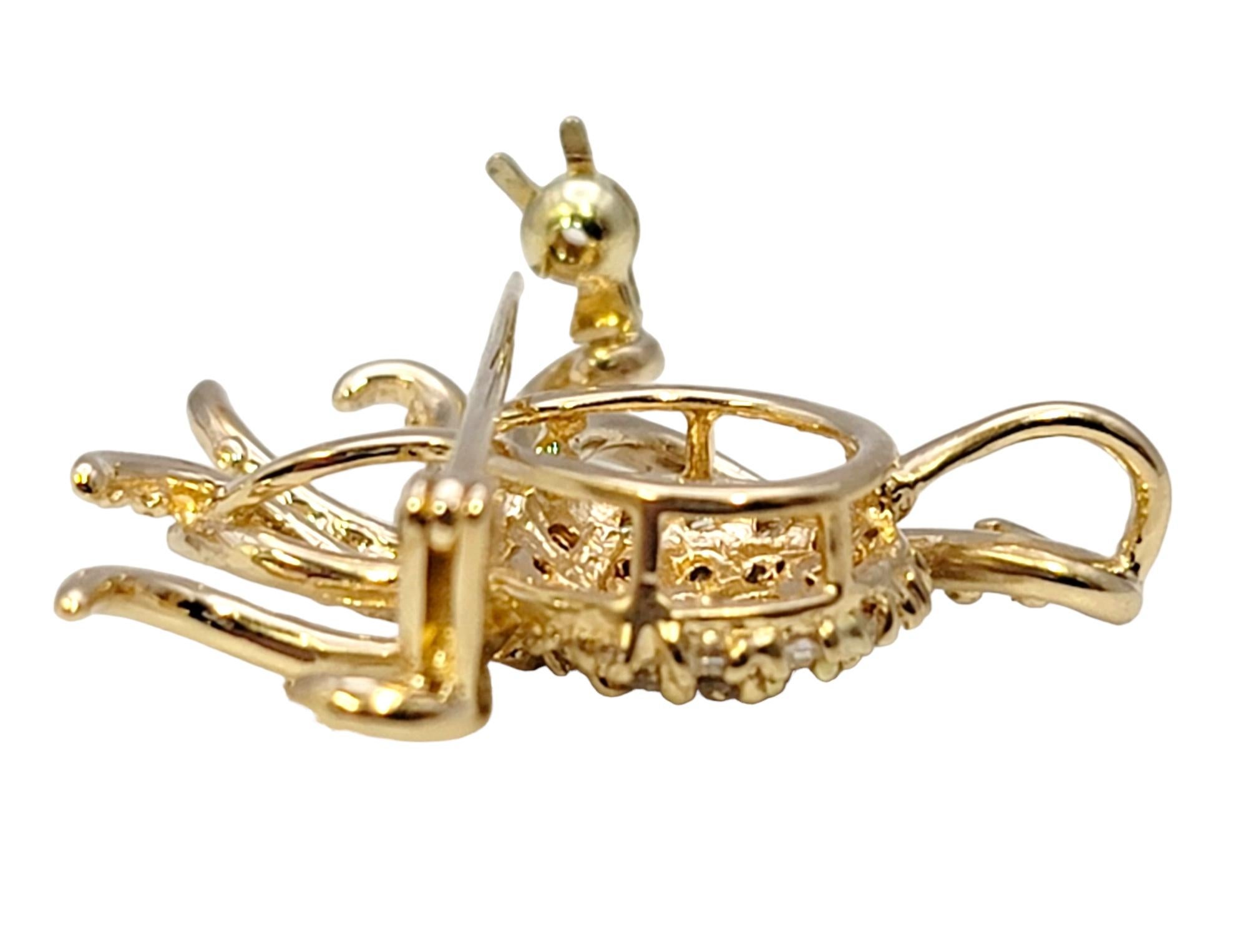 Delightful 14 Karat Polished Yellow Gold Octopus Brooch / Pendant with Diamonds 1