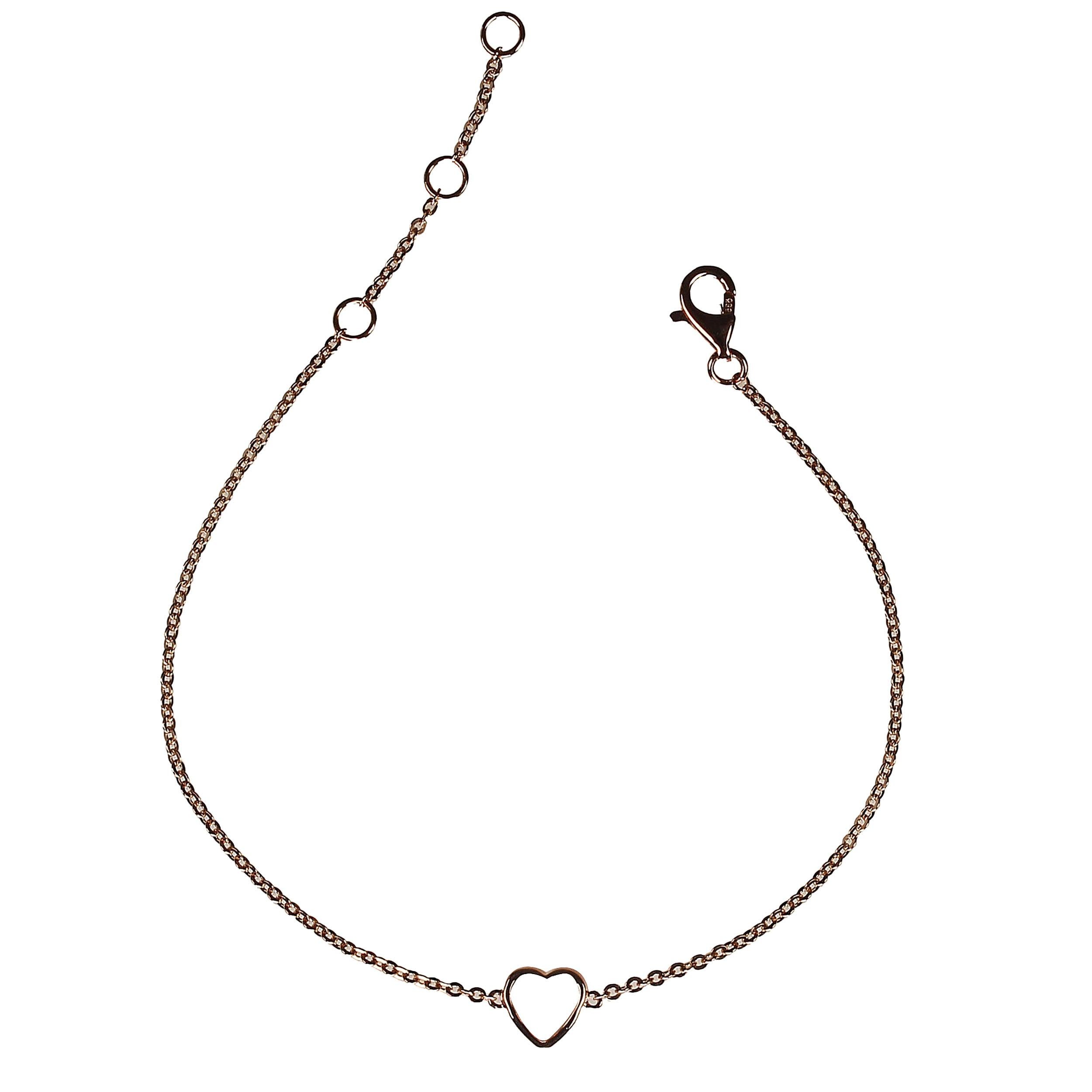 14K Rose Gold Diamond Heart on Chain Bracelet or Ankle Bracelet In New Condition In Raleigh, NC