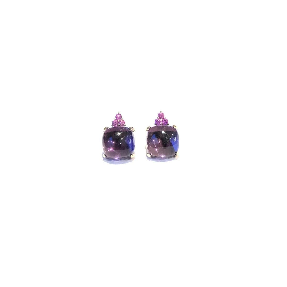 Contemporary Delightful 18K Rose Gold Earrings with Amethysts For Sale