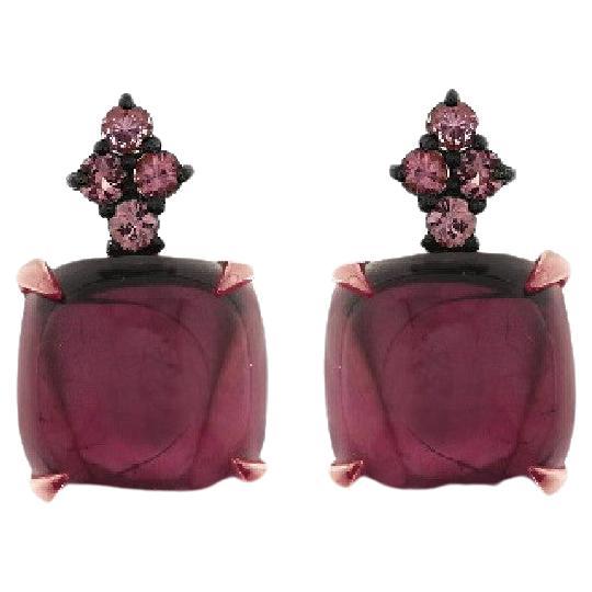 Delightful 18K Rose Gold Earrings with Amethysts For Sale