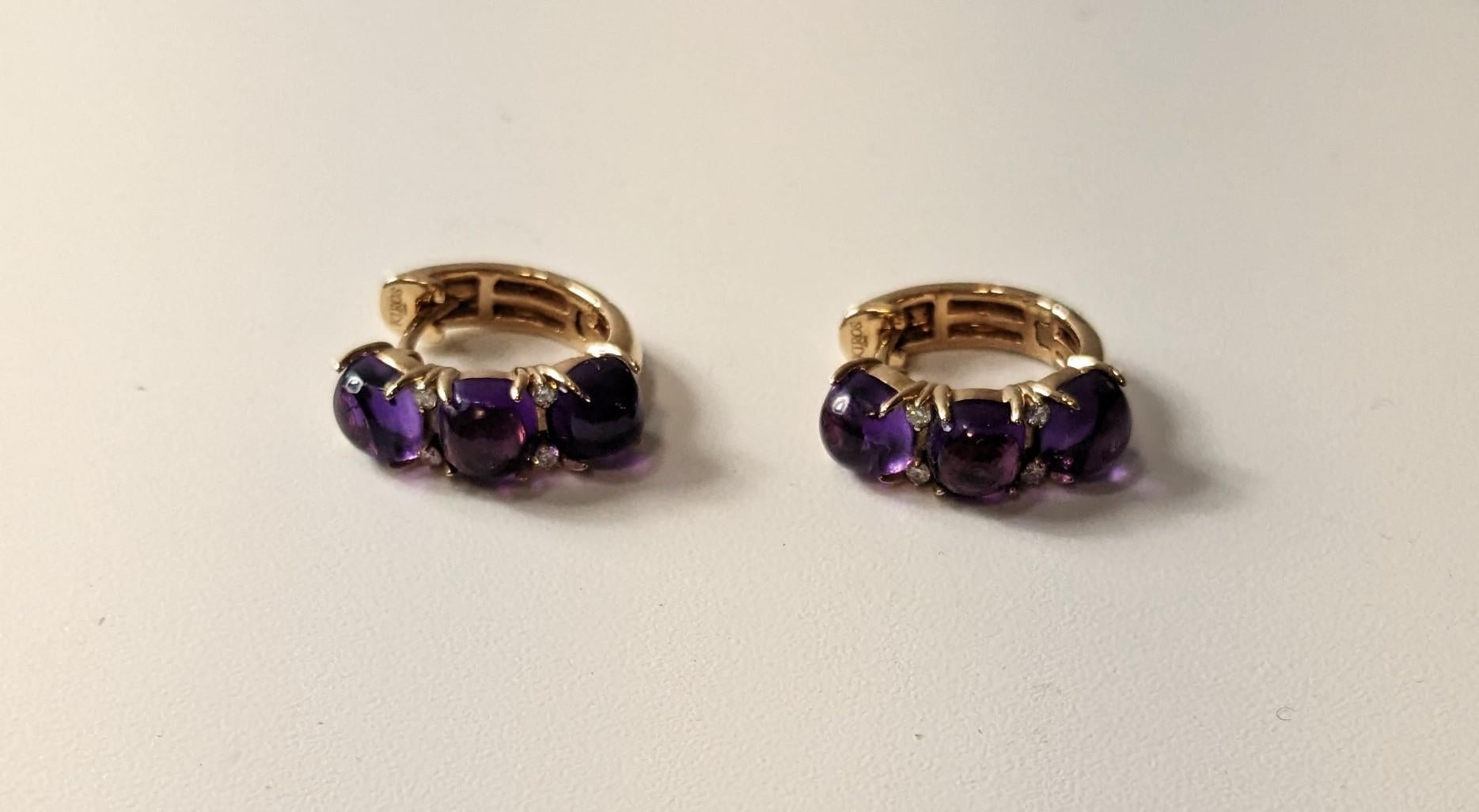 18K Rose Gold Earrings with Diamonds and Amethysts

Rose Gold 18Kt
8 Diamonds 0.08ct.
6 Amethysts 3.98ct
Weight 5.13gr.

ALSO AVAILABLE
Rose Gold 18Kt
8 Diamonds 0.065ct.
6 Rose Quartz  3.76ct.
Weight 4.44gr.
1500€/ $1550 approx.

ALSO