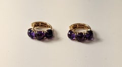 Delightful 18K Rose Gold Earrings with Diamonds and Amethysts