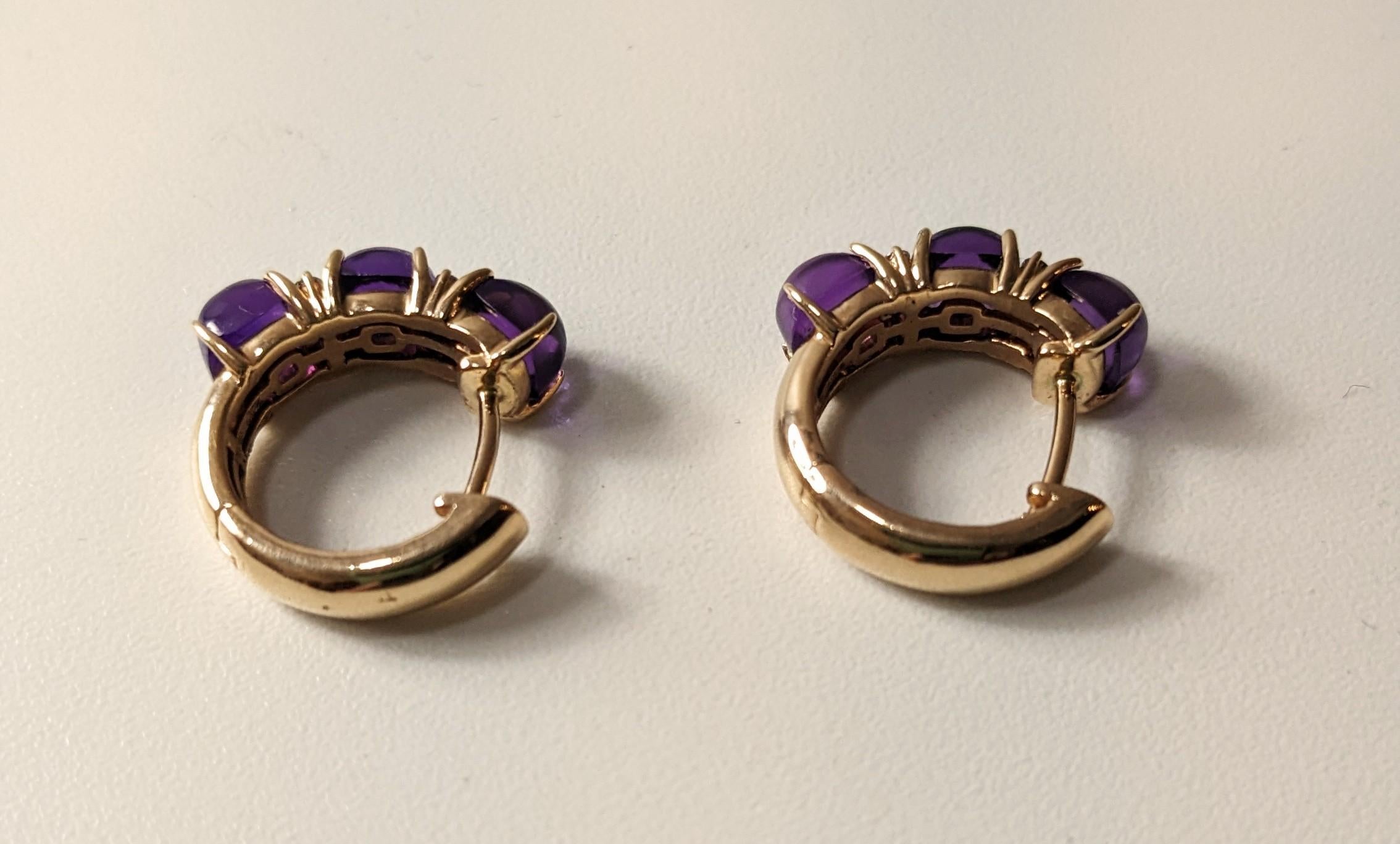 Contemporary Delightful 18K Rose Gold Earrings with Diamonds and Amethysts For Sale