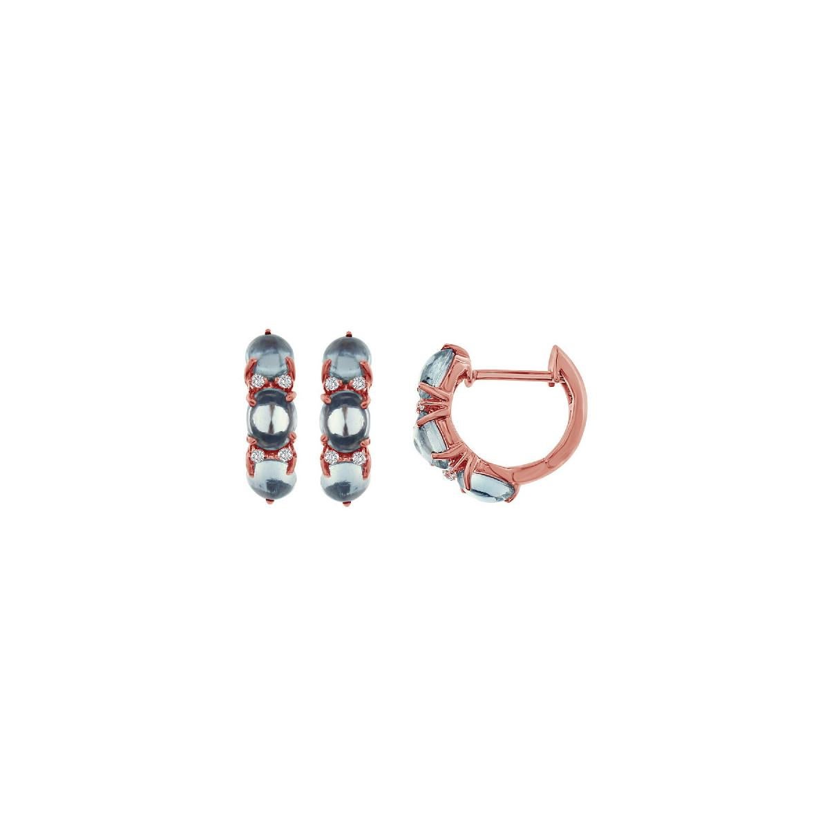 Contemporain Ravissantes boucles d'oreilles en or rose 18 carats avec diamants et pierres de lune en vente