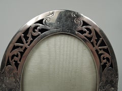 Delightful American Art Nouveau Sterling Silver Oval Picture Frame