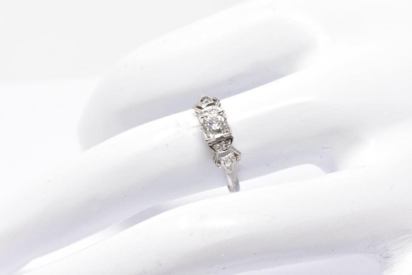 Women's or Men's Delightful Art Deco .48 CTW Diamond & Platinum Alternative Engagement Ring