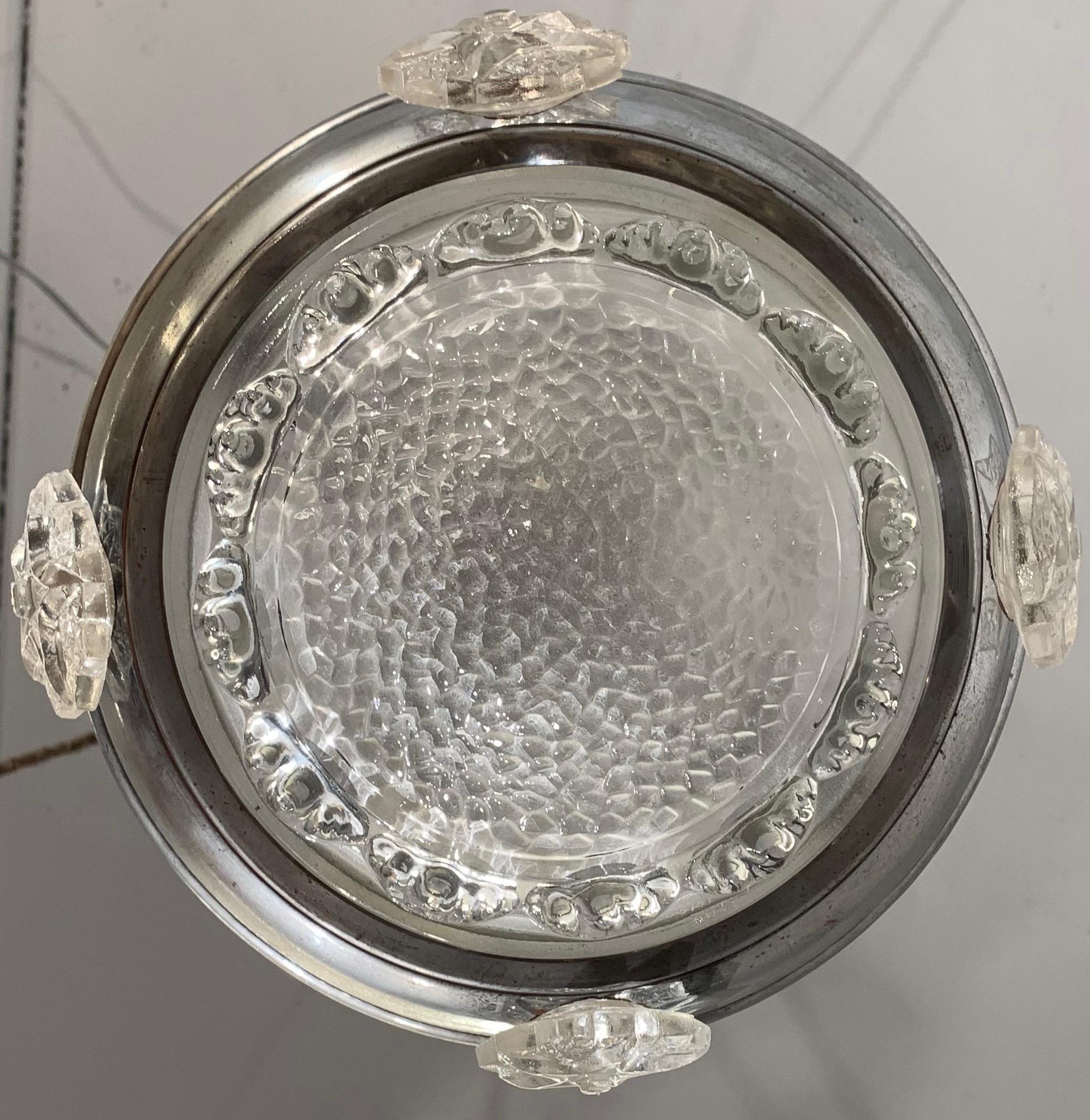 Magnifique lampe à suspension Art Déco en métal et verre, Luminaire par Ezan France en vente 5