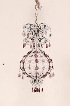 Charming Balloon-Shaped Chandelier with Amethyst Crystals--Italian