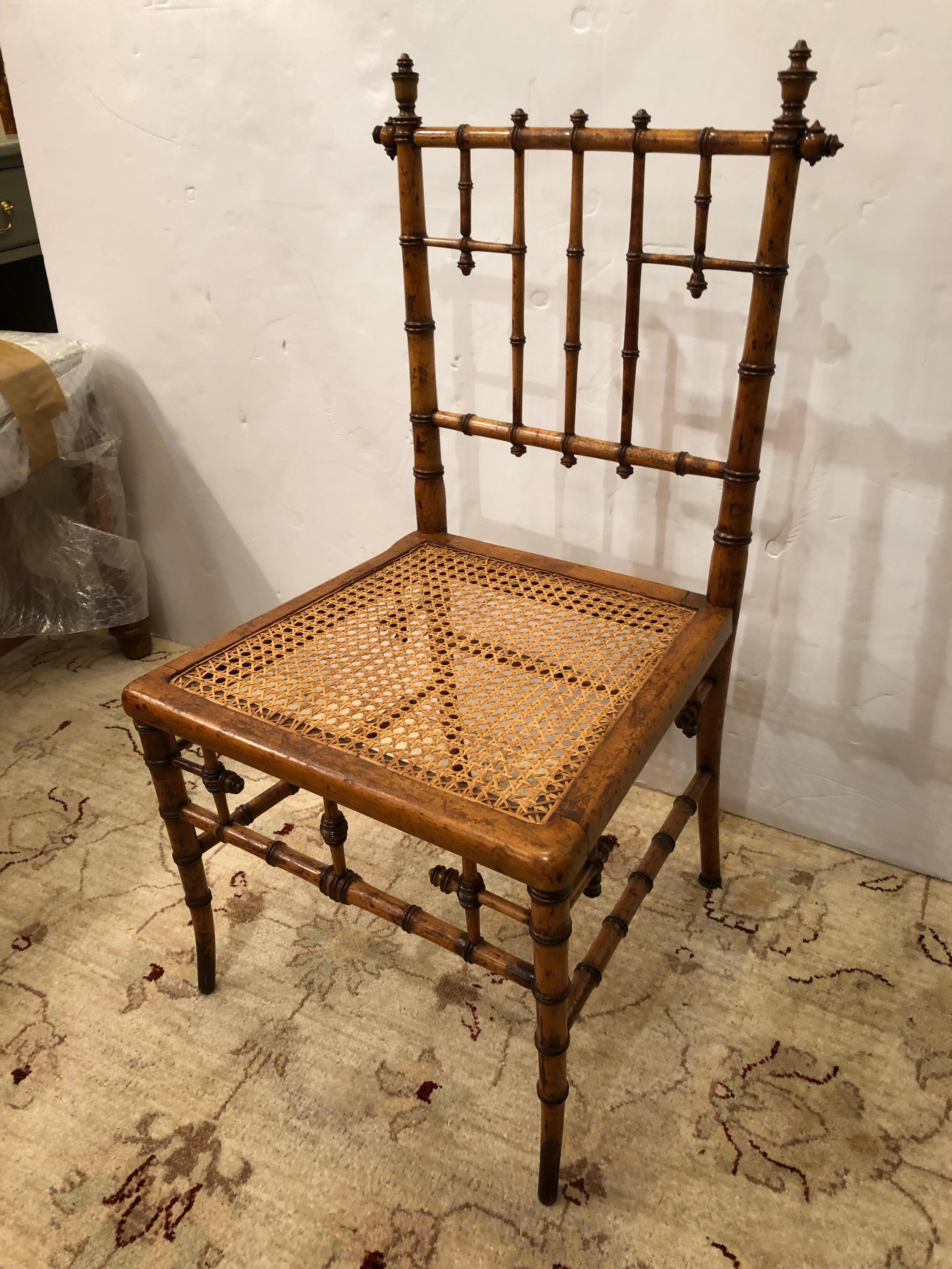 Delightful Bamboo & Grasscloth Vintage Writing Desk and Matching Chair 11