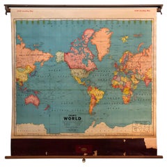 Delightful Big Retro Roller Wall Map of the World