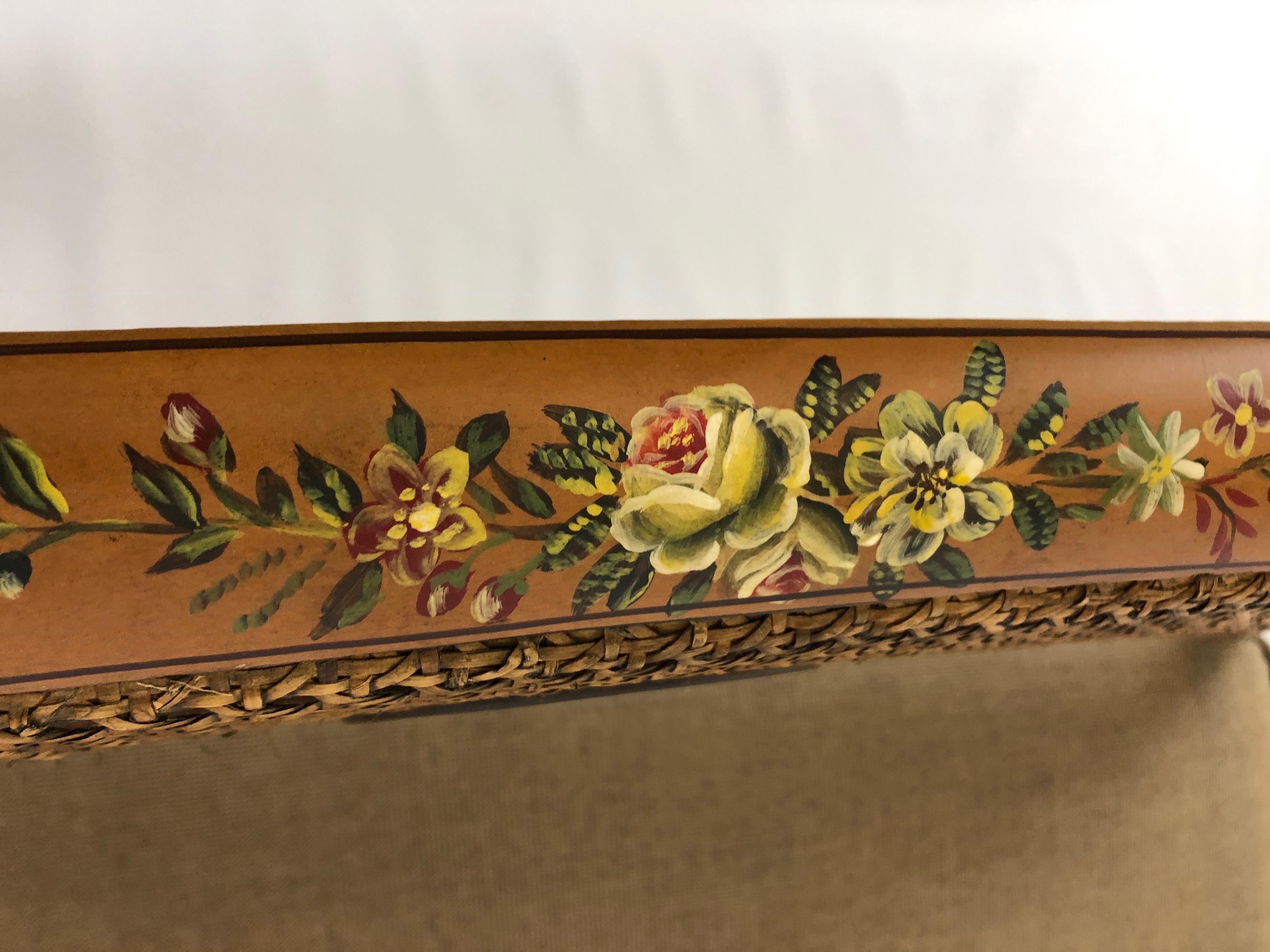 Delightful Caned and Hand Painted Venetian Style Loveseat Settee 4