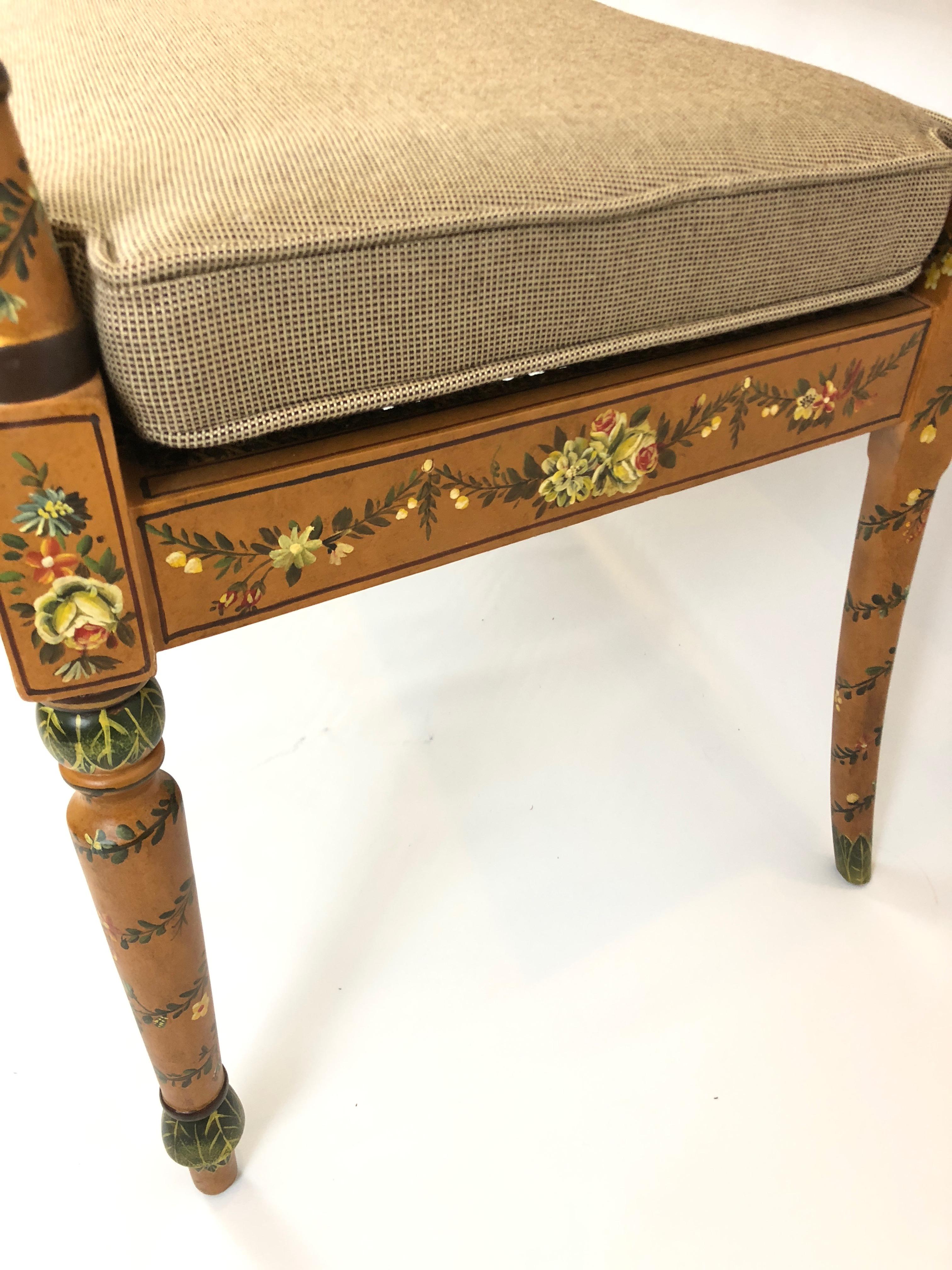 Delightful Caned and Hand Painted Venetian Style Loveseat Settee 2