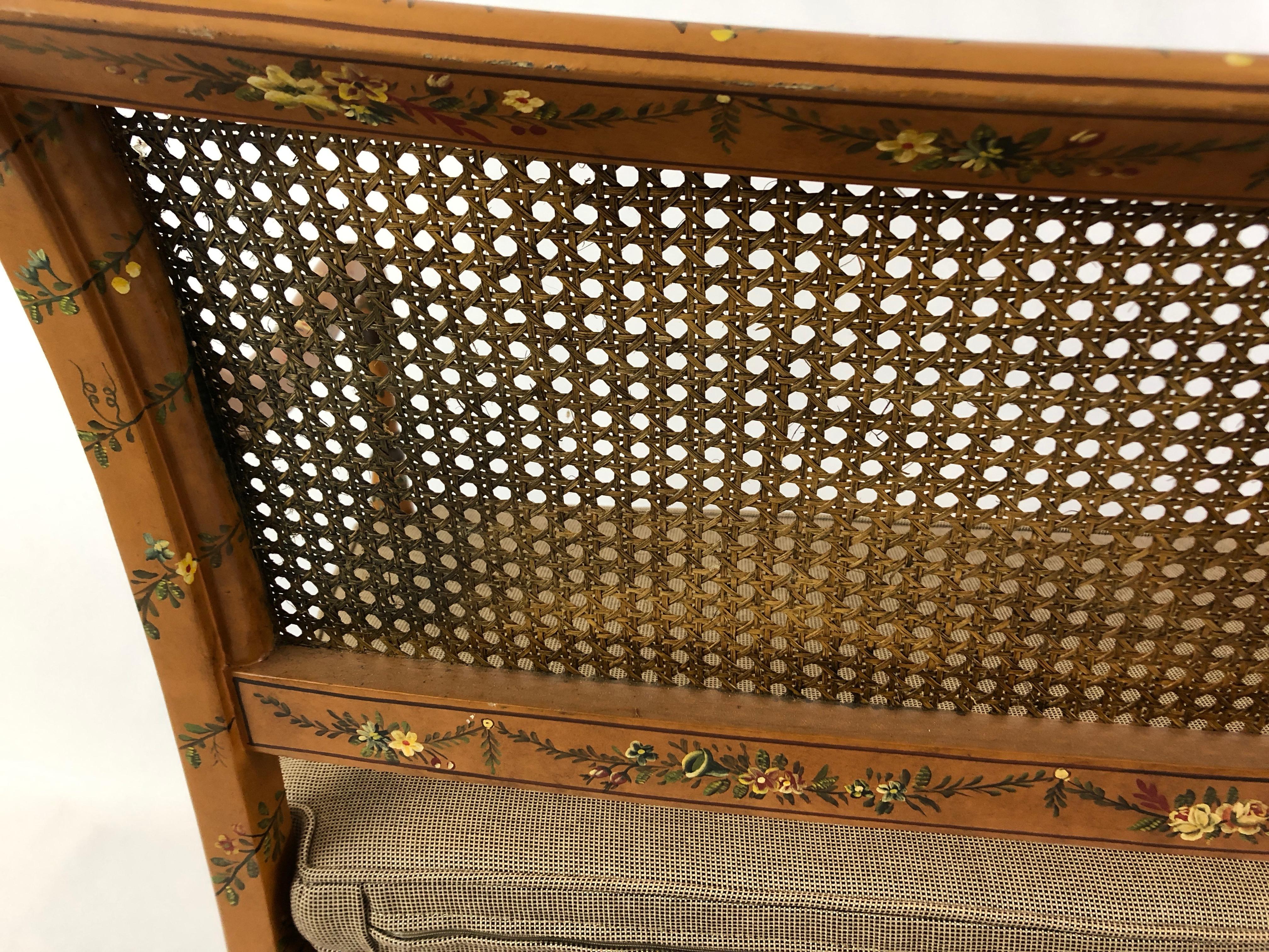 Delightful Caned and Hand Painted Venetian Style Loveseat Settee 3