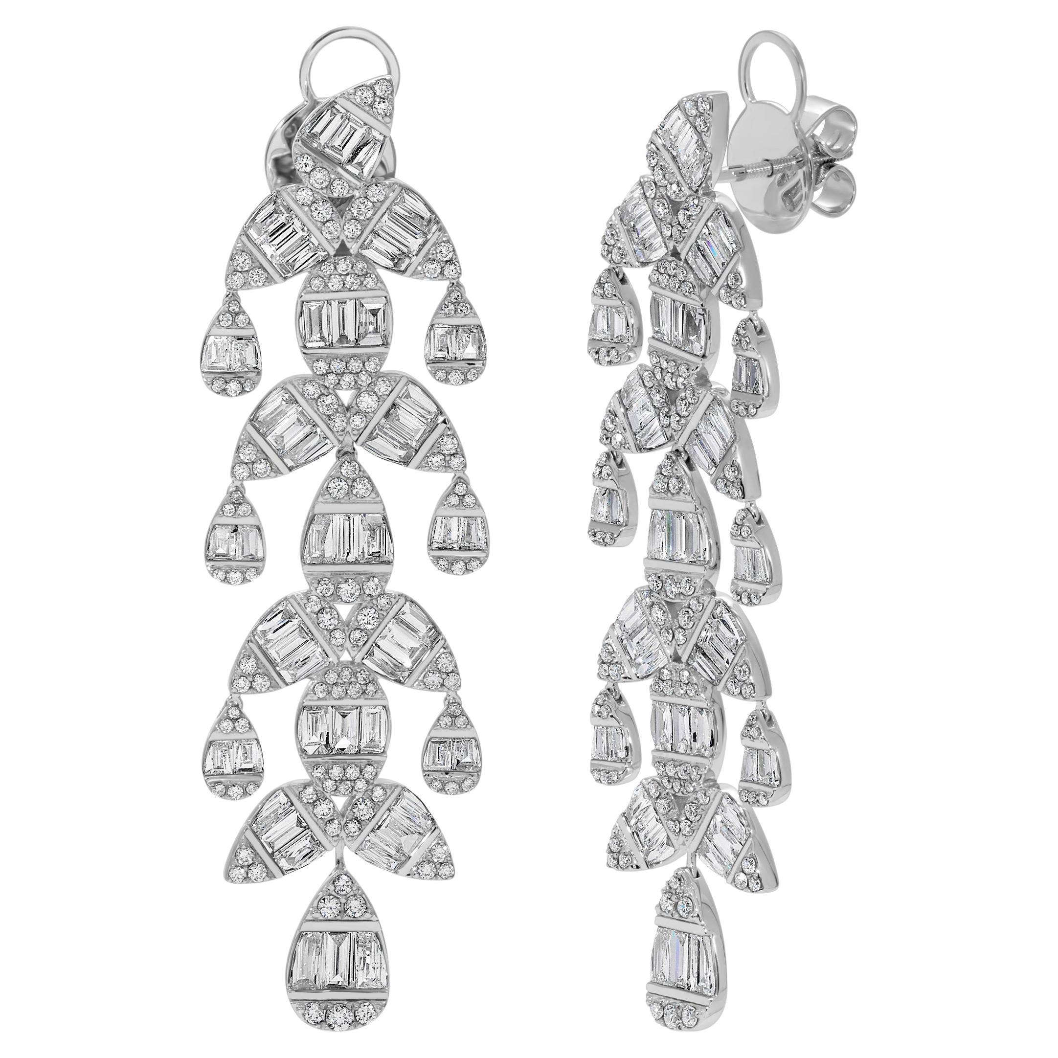 Chandelier Diamond 18K White Gold Drop Earrings