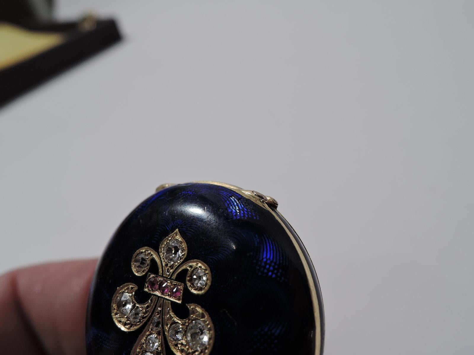 Women's Delightful French Fleur de Lis 18 Karat Gold, Diamond and Blue Enamel Watch