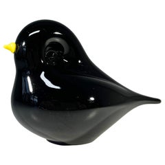Delightful Hand Blown Glass Black Songbird Mike Hunter, Twists Studio, Scotland