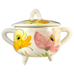 Delightful Hand Painted Ceramic Nightstand Carafe From Vieux Vallauris, France