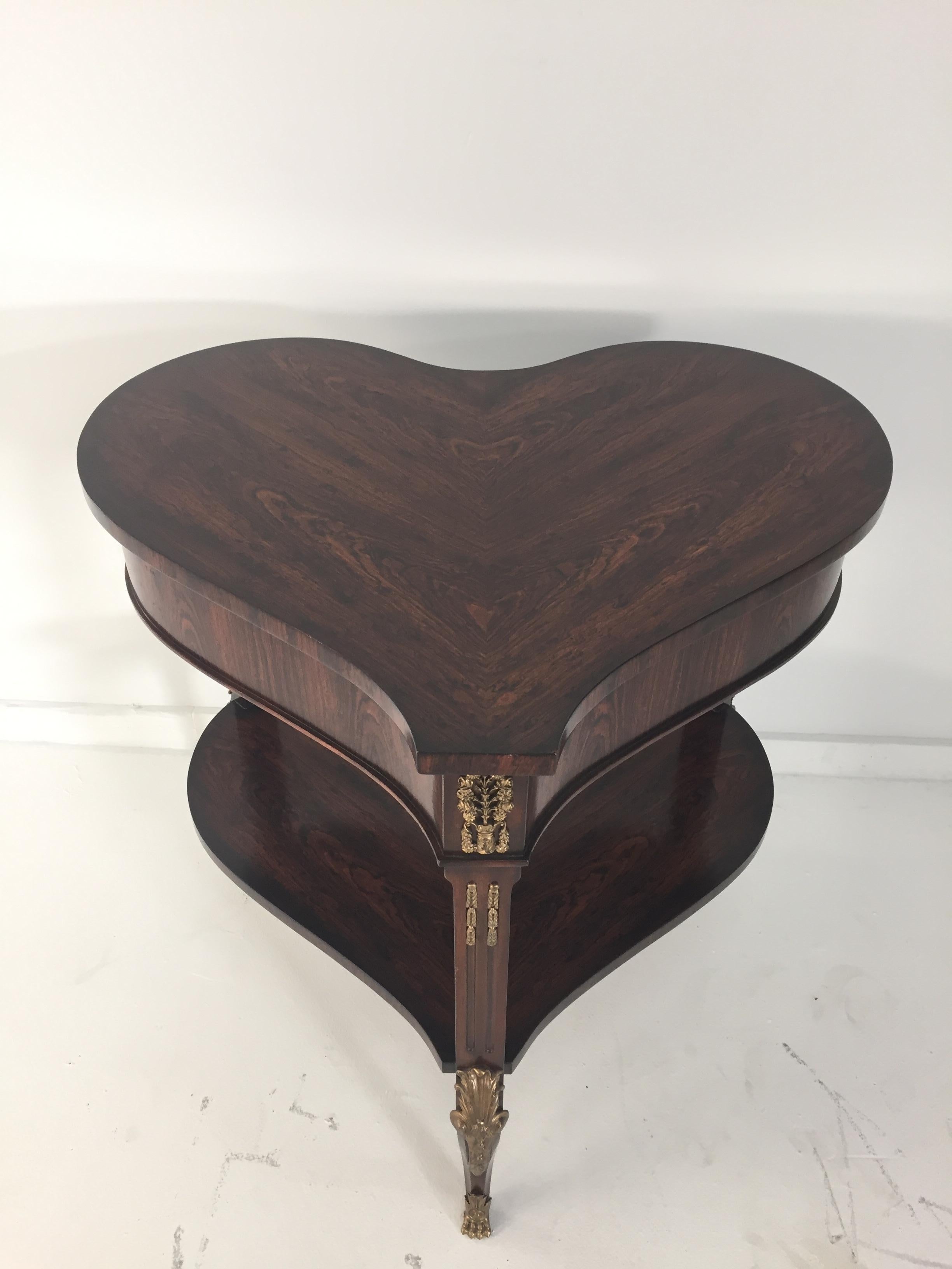 Delightful Heart Shaped Mahogany Two-Tier Side Table by Theodore Alexander 3