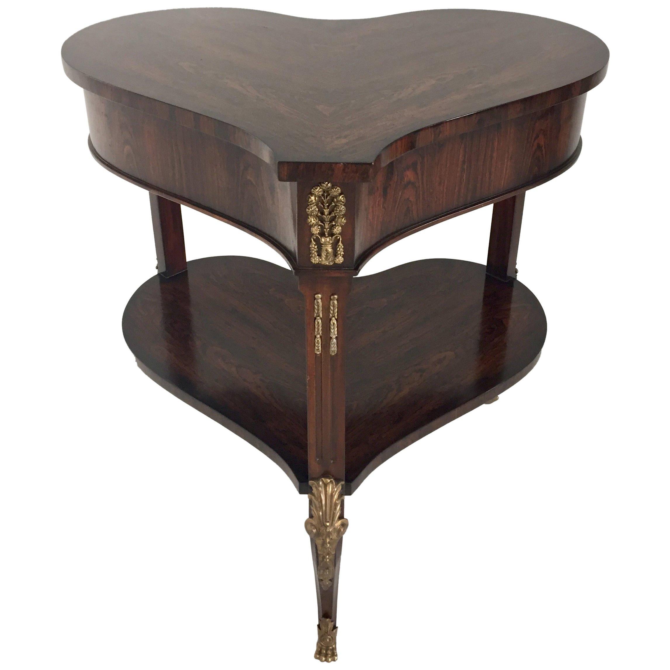 Delightful Heart Shaped Mahogany Two-Tier Side Table by Theodore Alexander 5