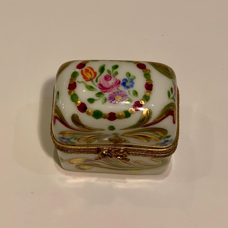 Delightful Limoges France Peint Main Porcelain Box and Two Perfume