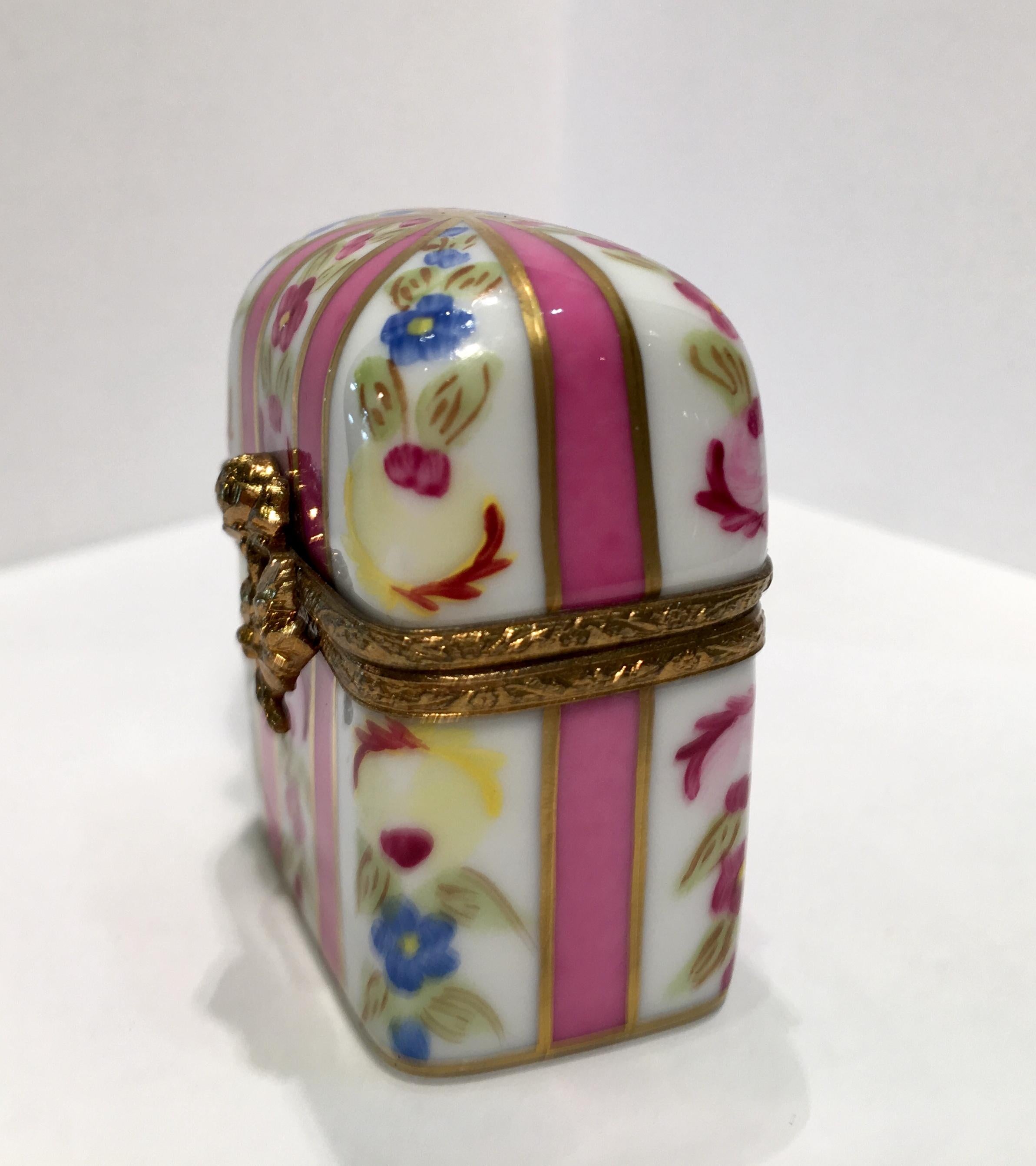 Delightful Limoges France Peint Main Porcelain Box and Two Perfume Bottle Trio 1