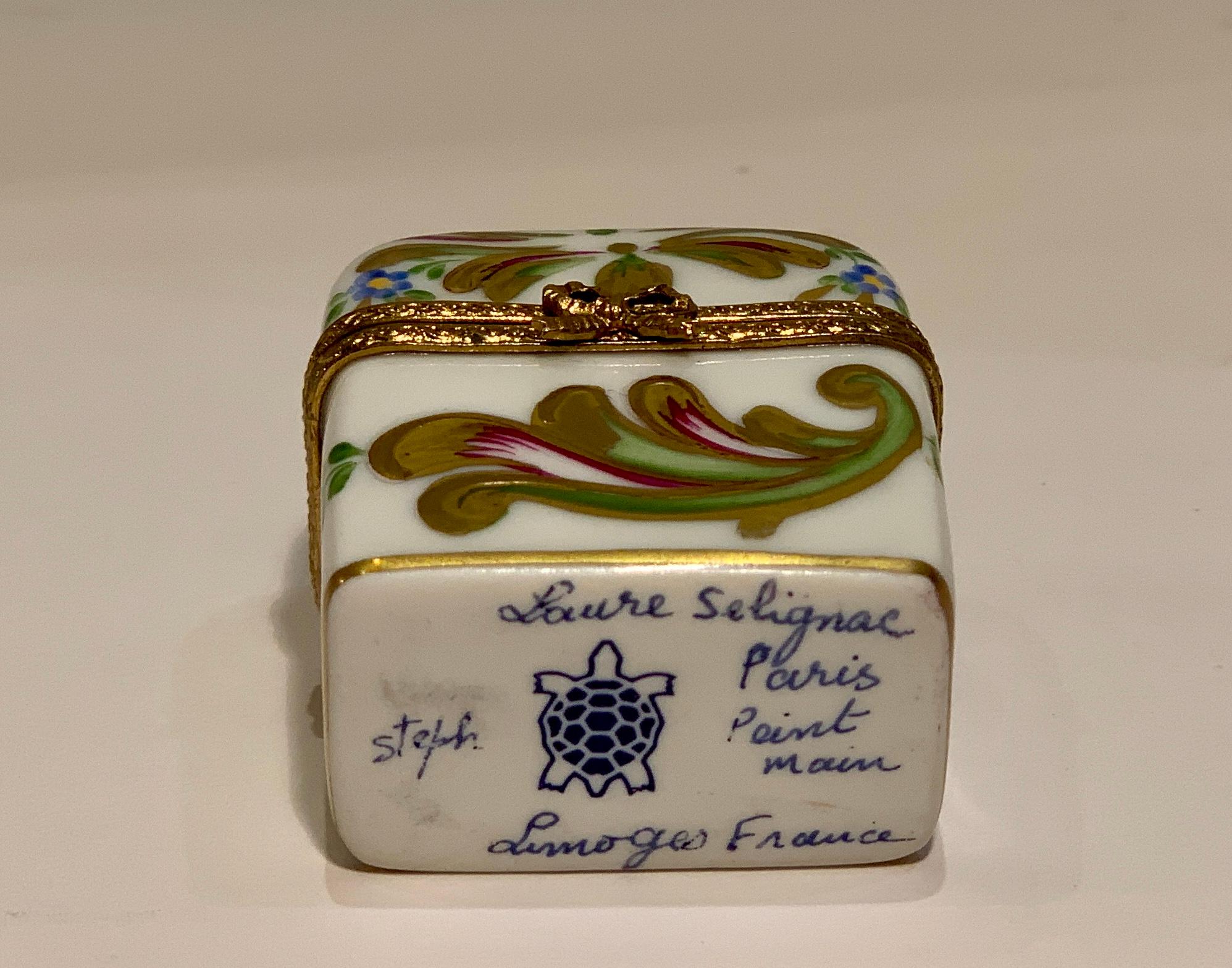 Delightful Limoges France Peint Main Porcelain Box and Two Perfume Bottle Trio 2
