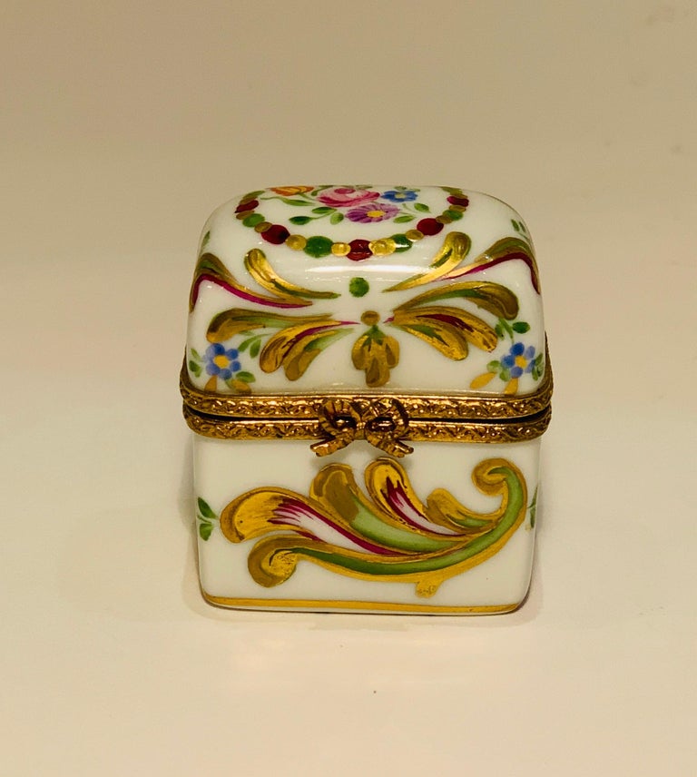 Delightful Limoges France Peint Main Porcelain Box and Two Perfume