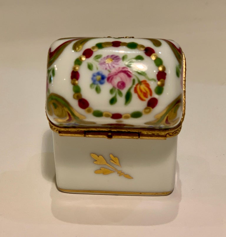 Delightful Limoges France Peint Main Porcelain Box and Two Perfume