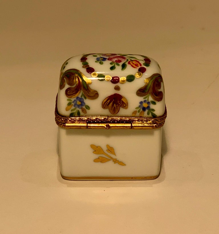 Delightful Limoges France Peint Main Porcelain Box and Two Perfume