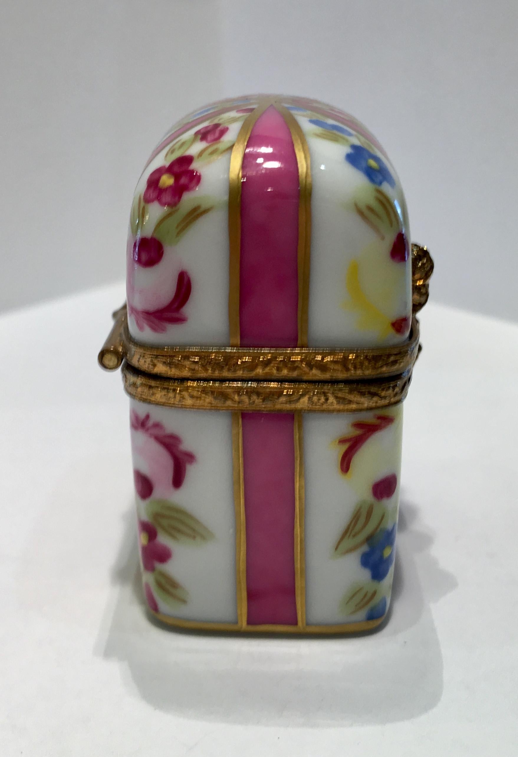 Hand-Crafted Delightful Limoges France Peint Main Porcelain Box and Two Perfume Bottle Trio