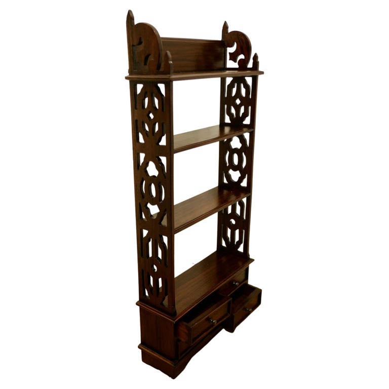 Delightful Long Wall Hanging Shelf with Drawers Beneath For Sale at 1stDibs
