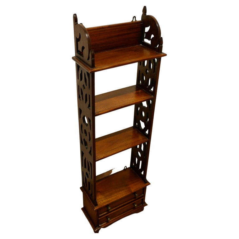 Delightful Long Wall Hanging Shelf with Drawers Beneath at 1stDibs