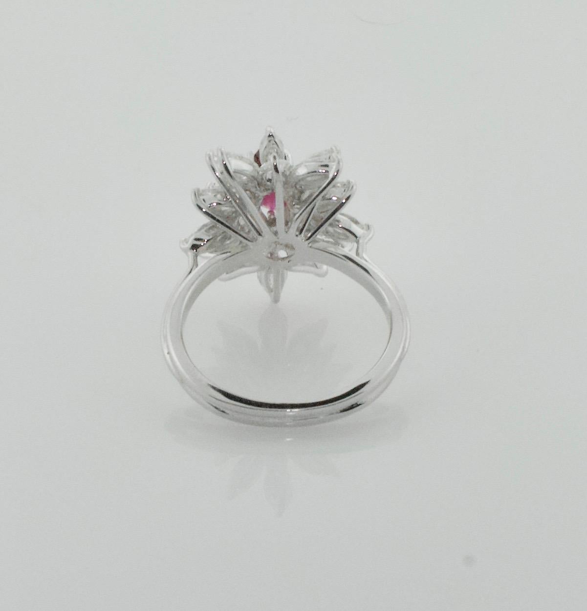 Delightful Marquise Cut Ruby and Diamond Cocktail Ring in 18 Karat 2