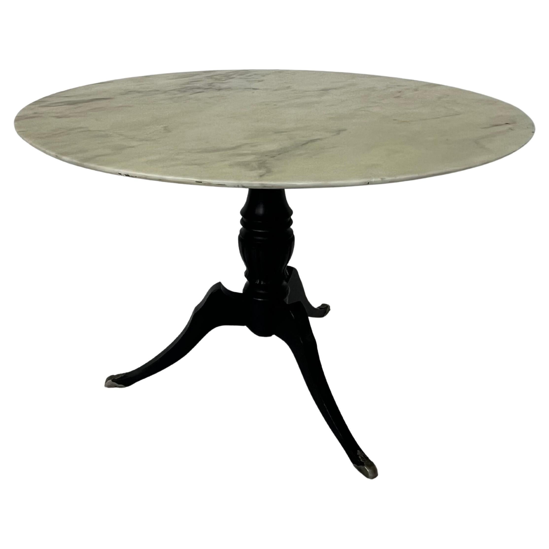 Delightful Mid-Century Italian Circular Table with Pink Marble Top, 1950s