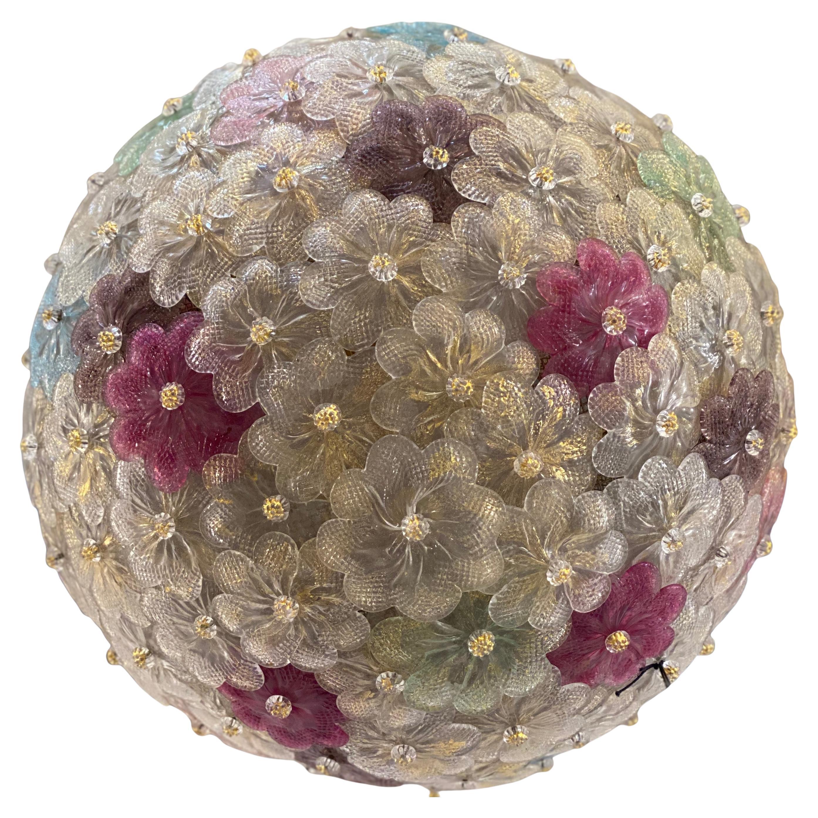 Delightful Multi-Color Murano Glass Flowers Globe 