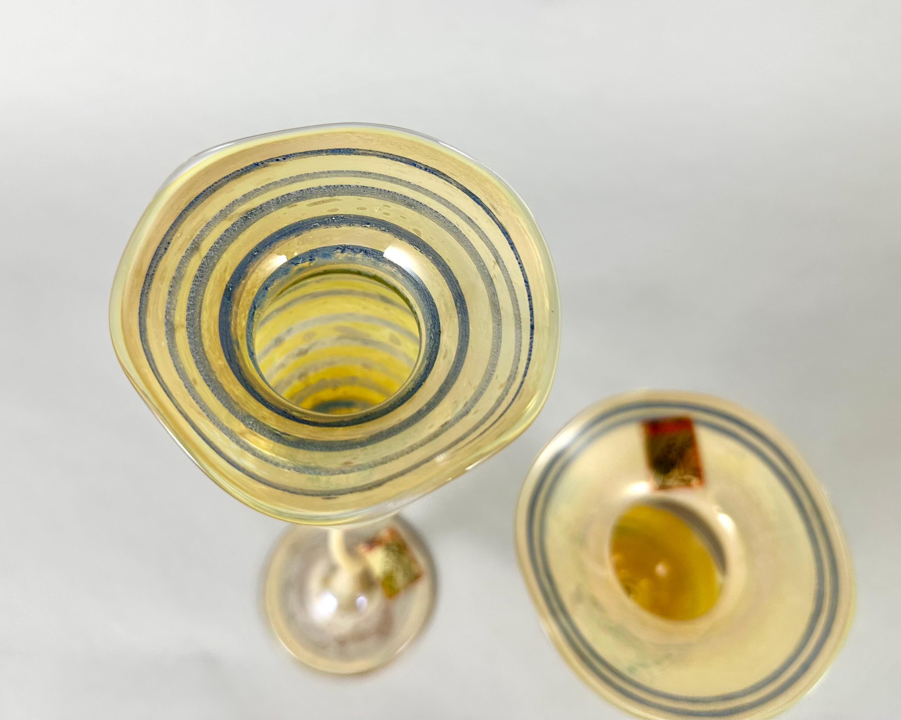 Art nouveau Superbe ensemble de vases en verre de Murano Joska Studio Design de style mi-siècle moderne, 2 pièces en vente