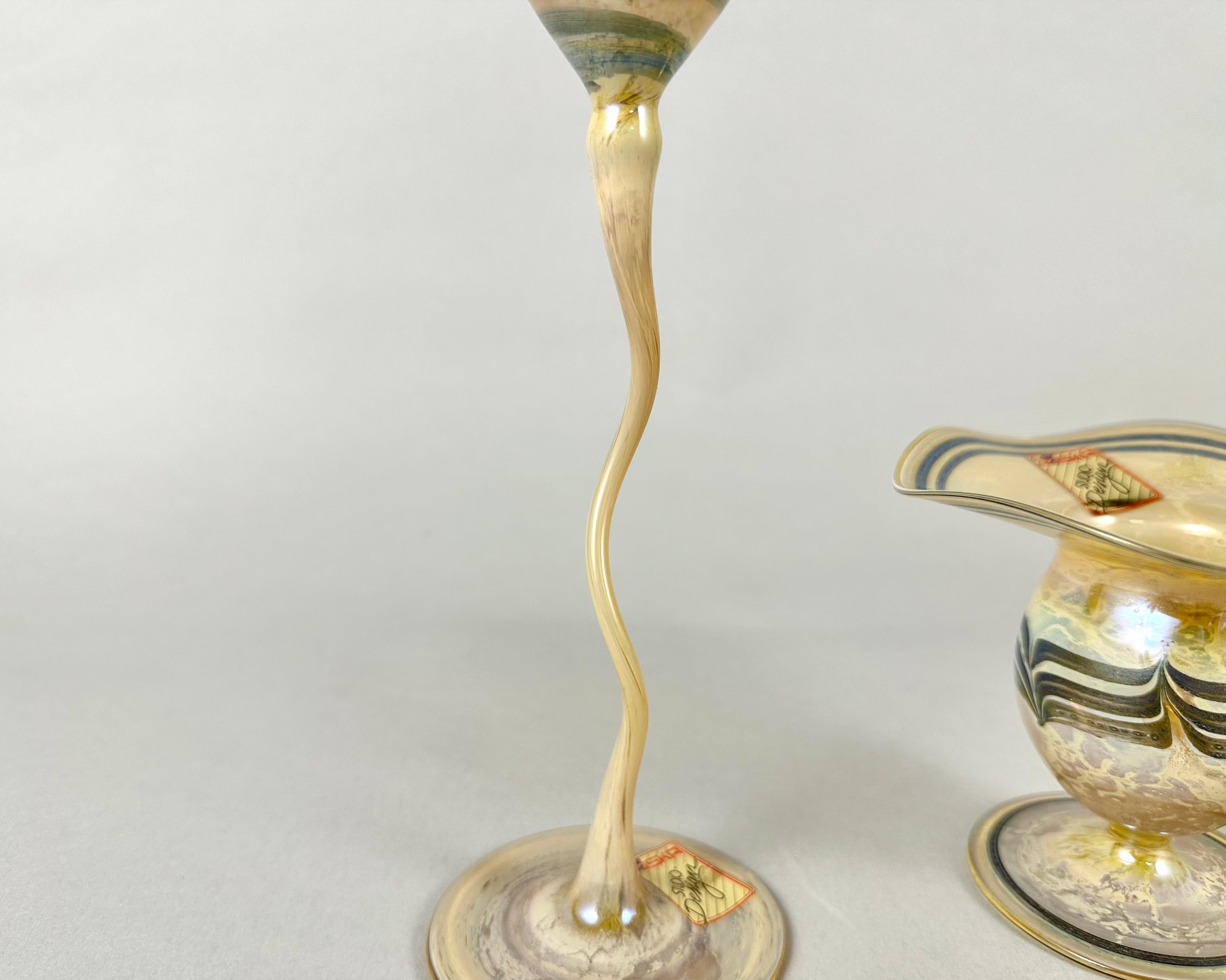 German Delightful Murano Glass Vases Joska Studio Design Mid-Century Modern Set 2 For Sale