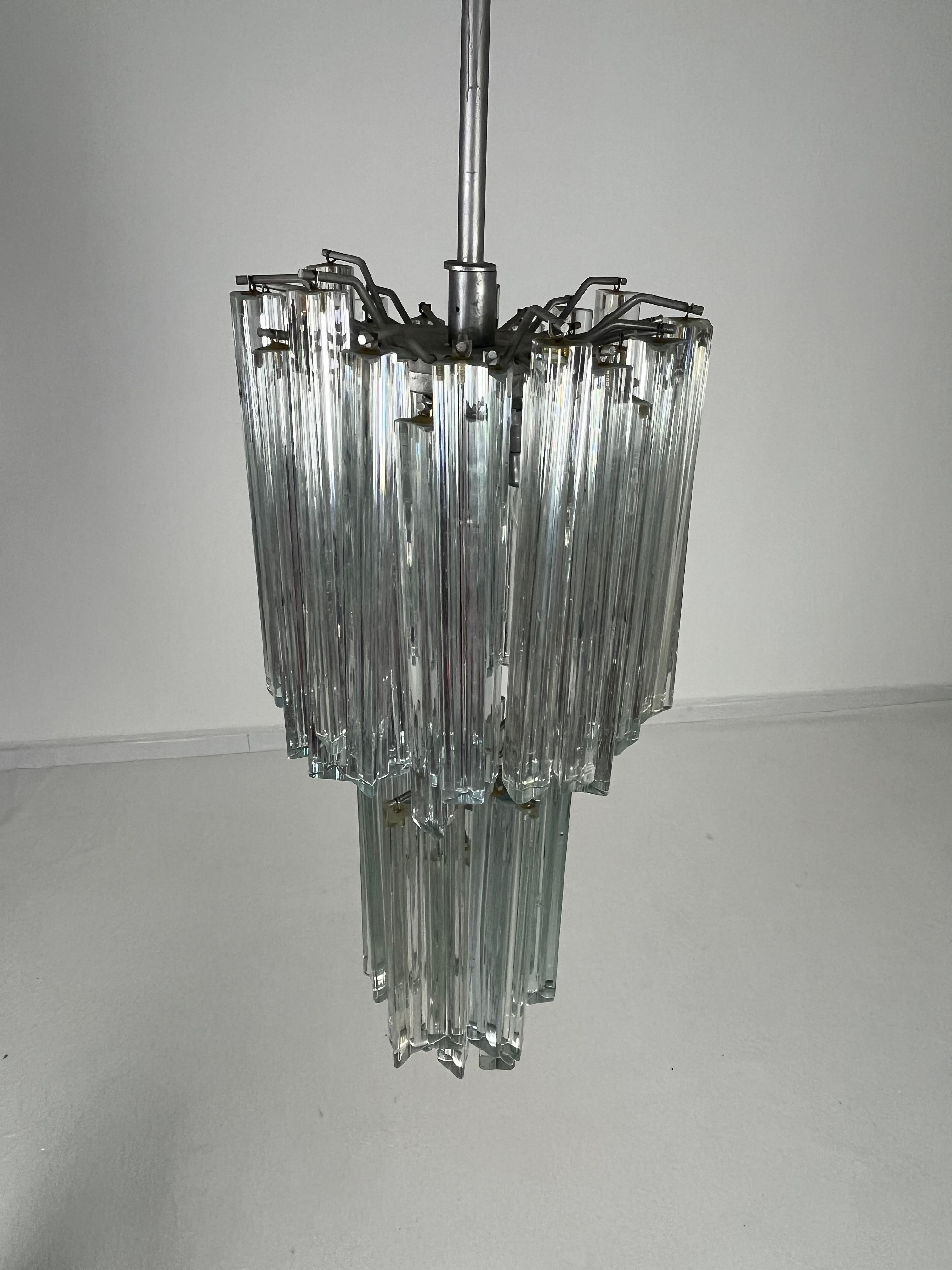 Delizioso lampadario a cascata in vetro di Murano Venini, anni '60 In condizioni buone in vendita a Palermo, IT