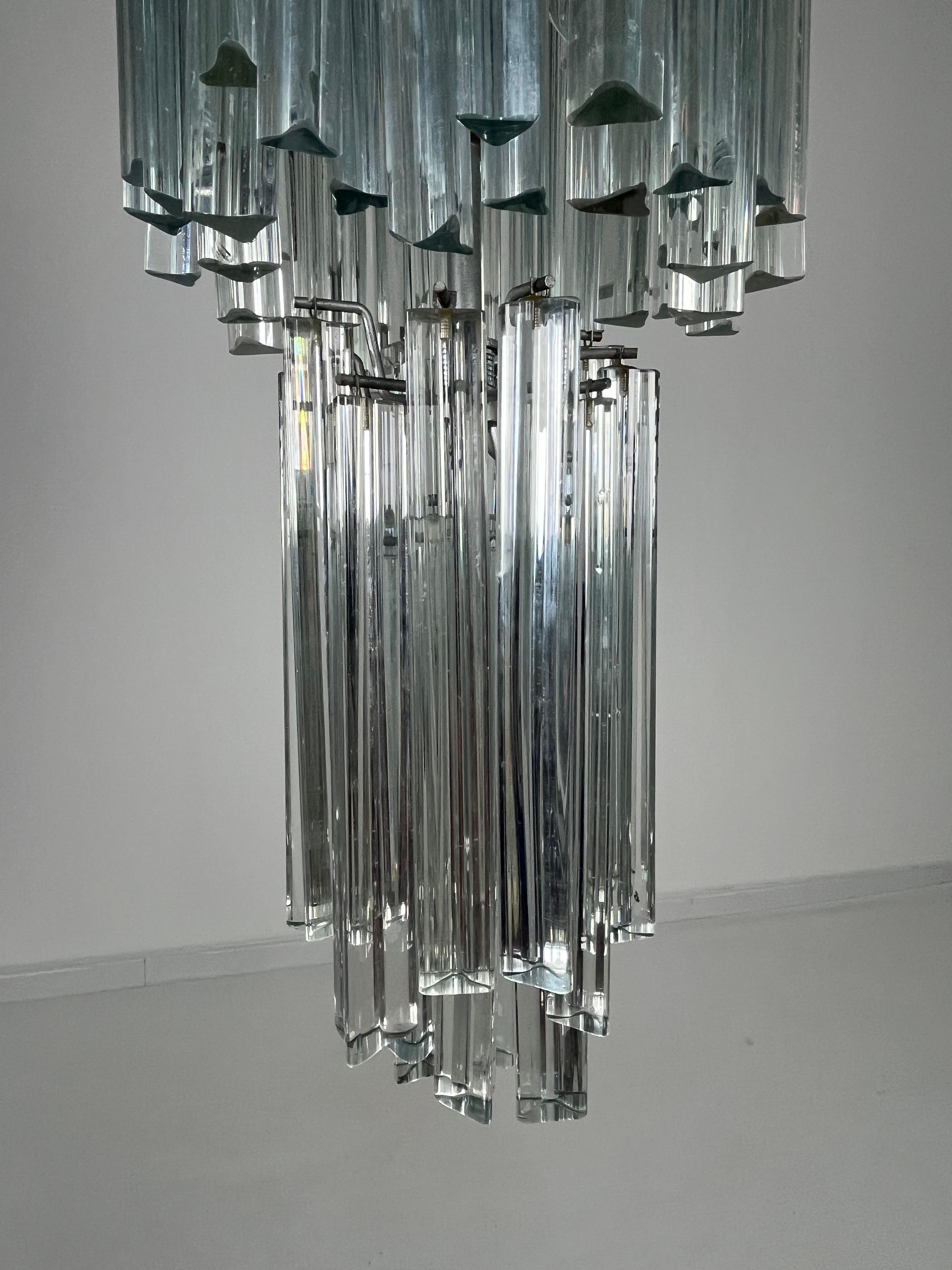 Metallo Delizioso lampadario a cascata in vetro di Murano Venini, anni '60 in vendita