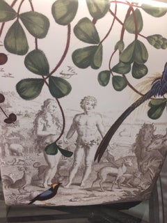 Delightful Pair of Chunky Adam & Eve Motife Porcelain Table Lamps