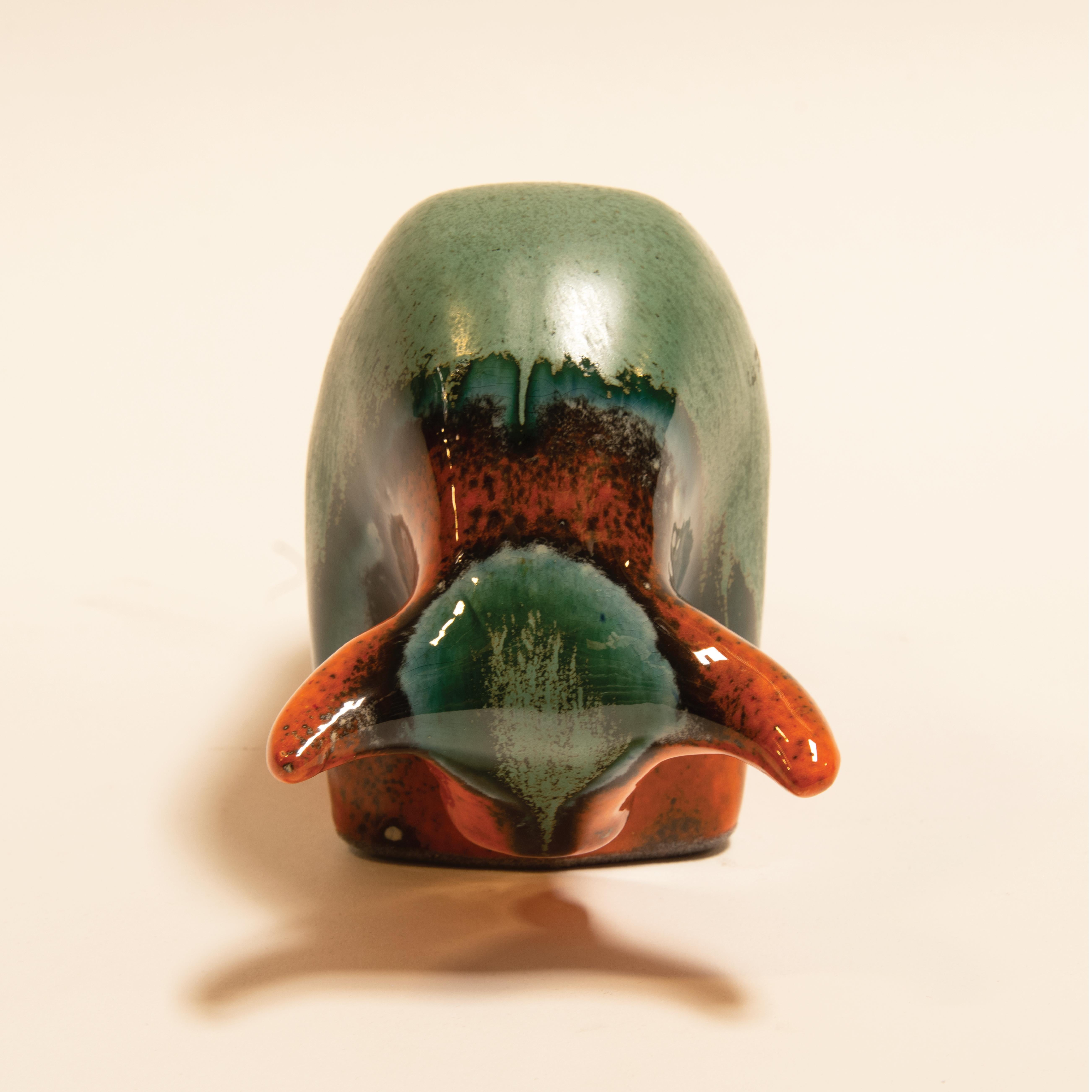 Mid-Century moderno Deliziosa coppia di tori colorati in ceramica di Otto Gerharz degli anni '70 in vendita